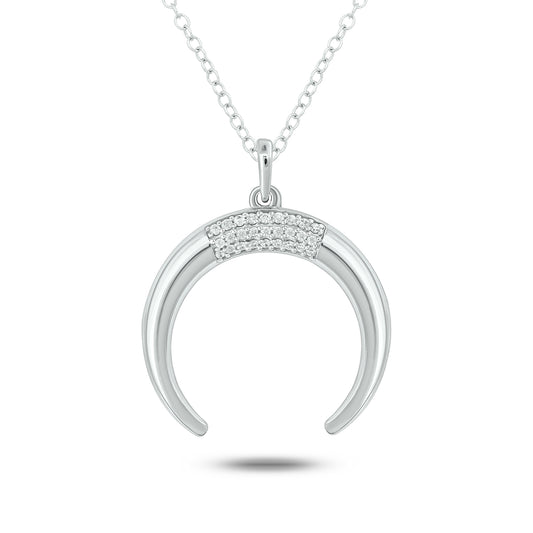 14K & 18K Gold Vermeil Crescent Moon Diamond Necklace