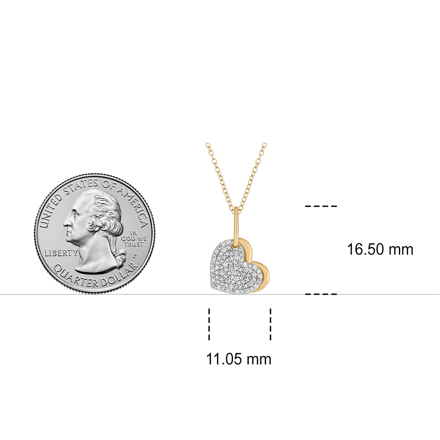 14K Gold Vermeil Double Heart Pendant Necklace