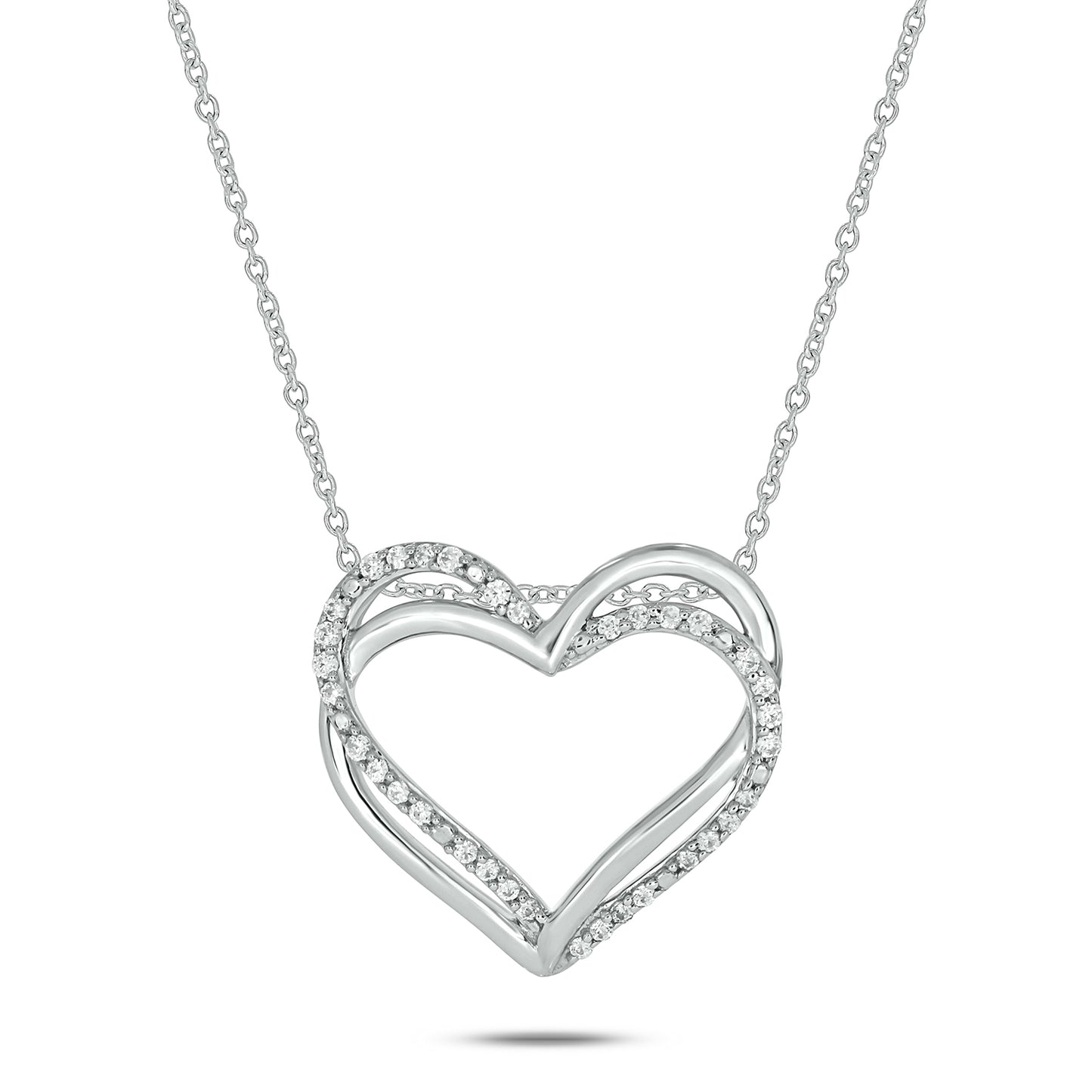 Double Heart Necklace in 925 Sterling Silver