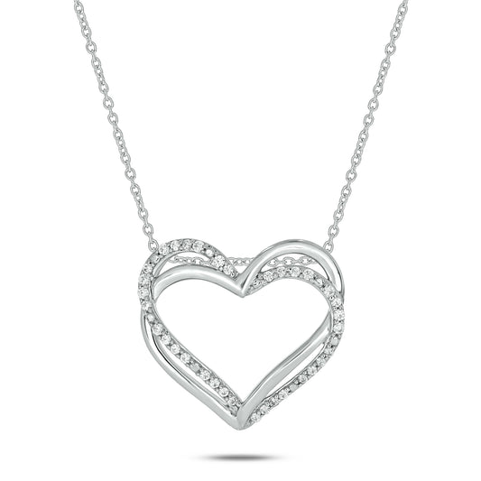 Double Heart Necklace in 925 Sterling Silver