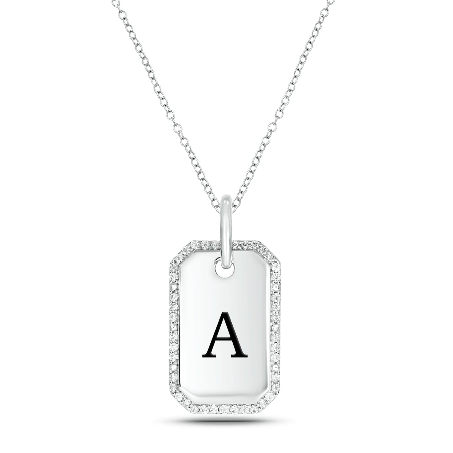 One-of-a-Kind' Customized Initial Dog Tag Necklace in 925 Sterling Silver
