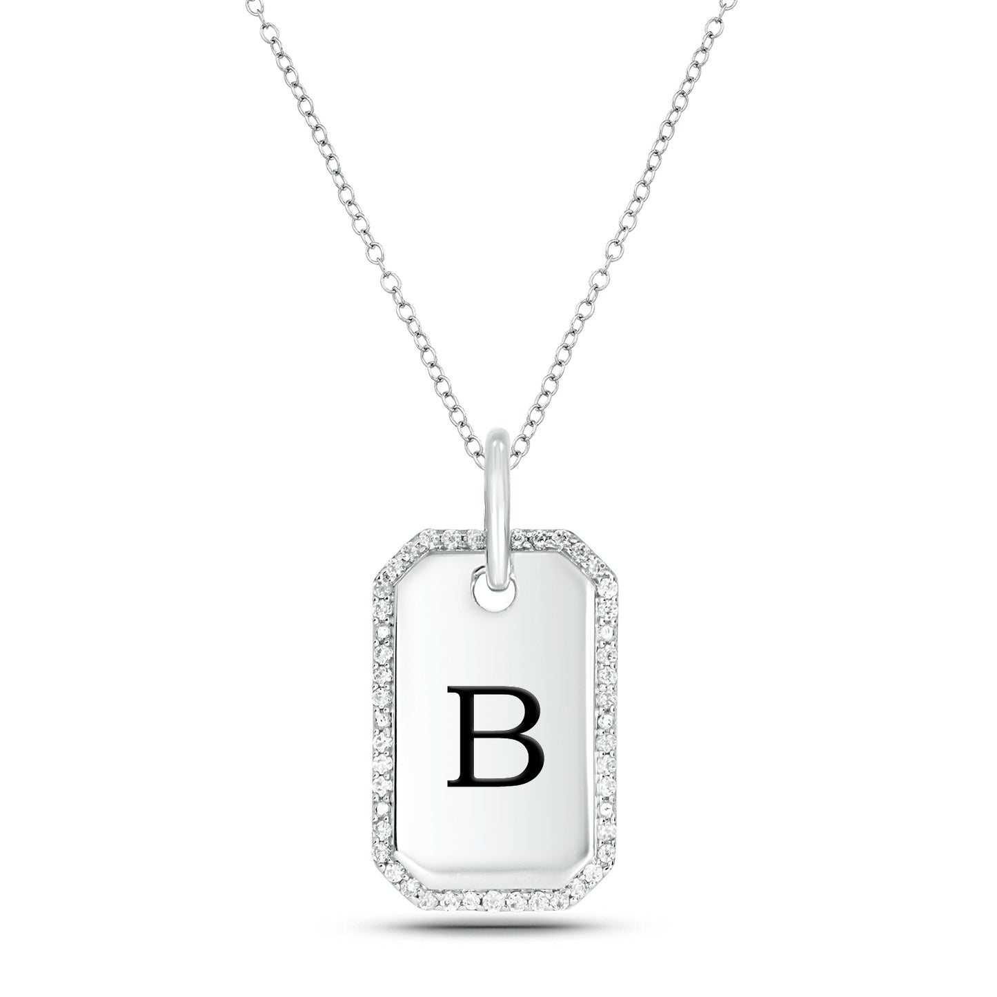 One-of-a-Kind' Customized Initial Dog Tag Necklace in 925 Sterling Silver