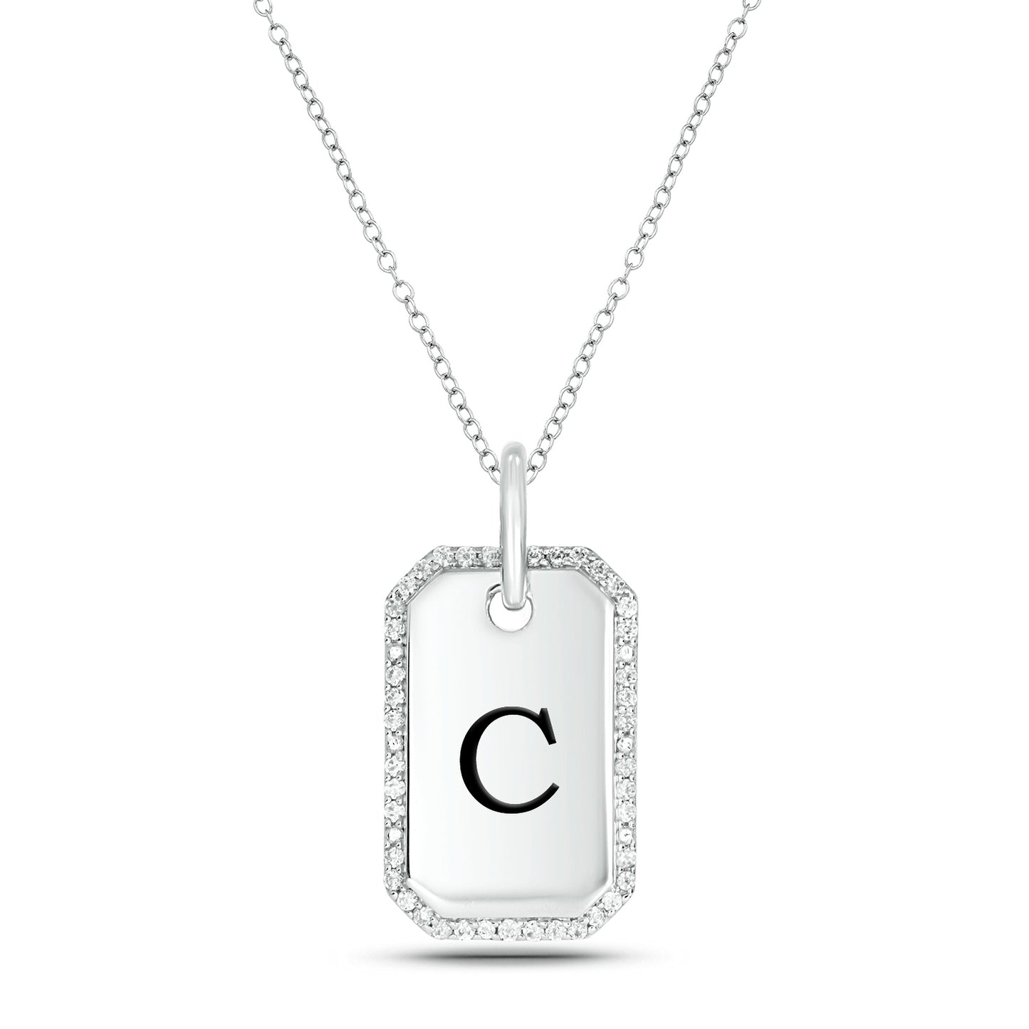 One-of-a-Kind' Customized Initial Dog Tag Necklace in 925 Sterling Silver