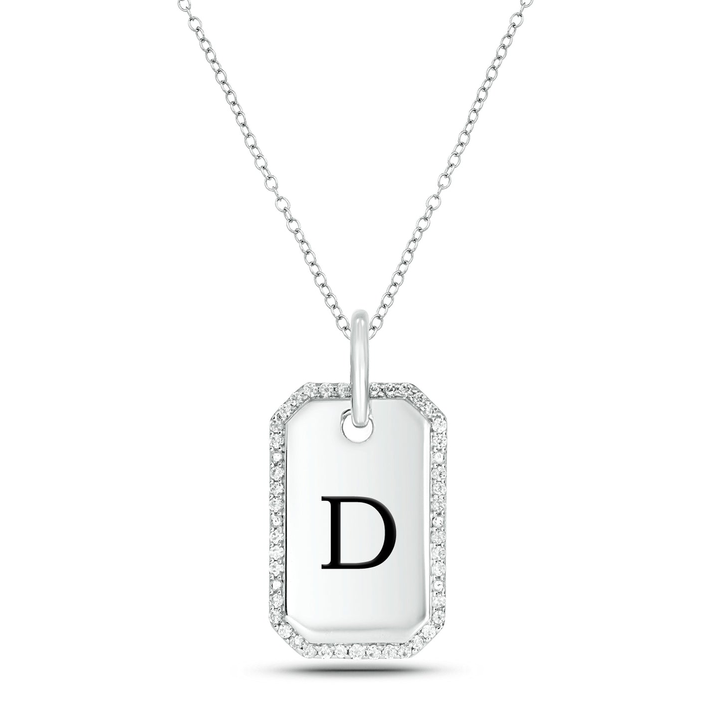 One-of-a-Kind' Customized Initial Dog Tag Necklace in 925 Sterling Silver