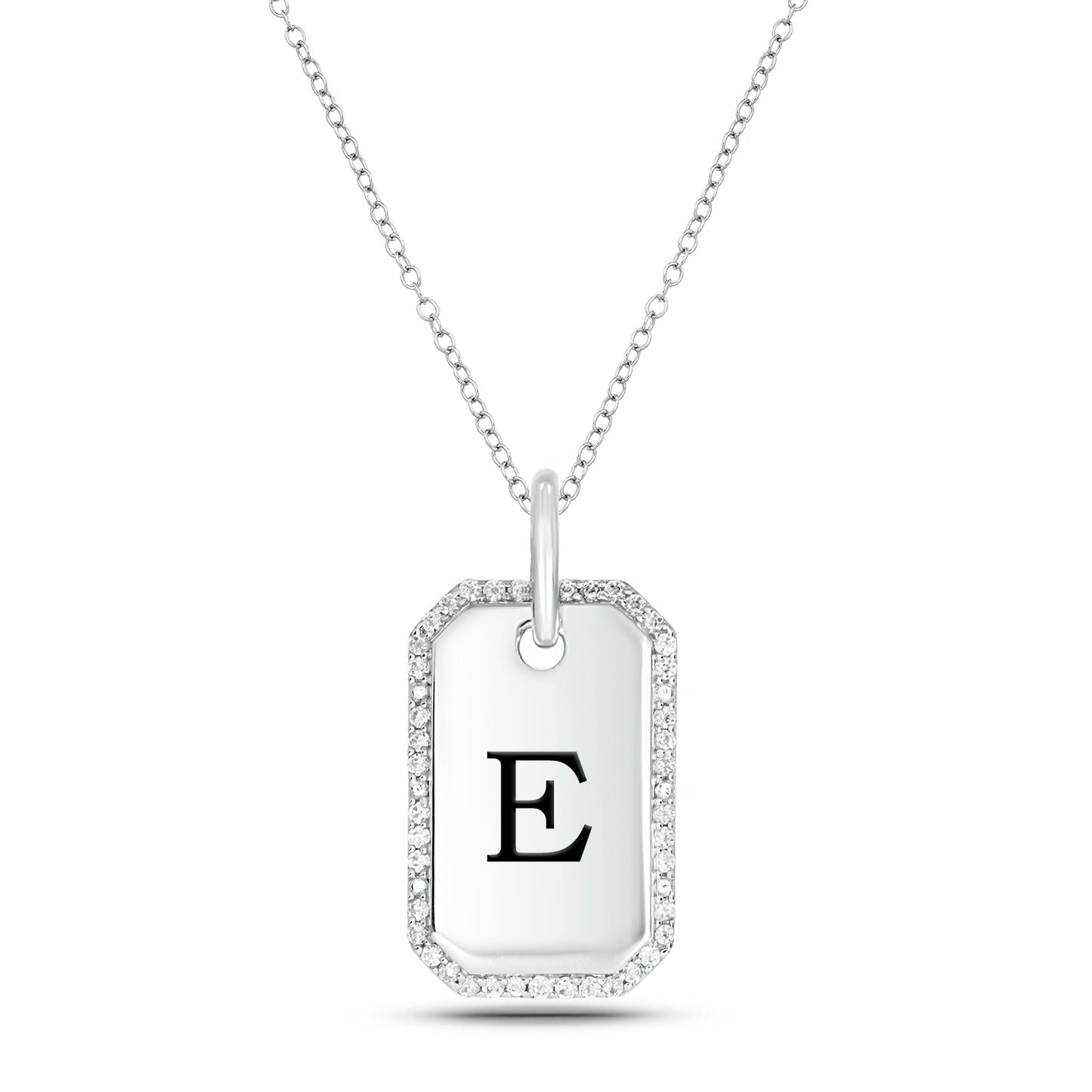 One-of-a-Kind' Customized Initial Dog Tag Necklace in 925 Sterling Silver