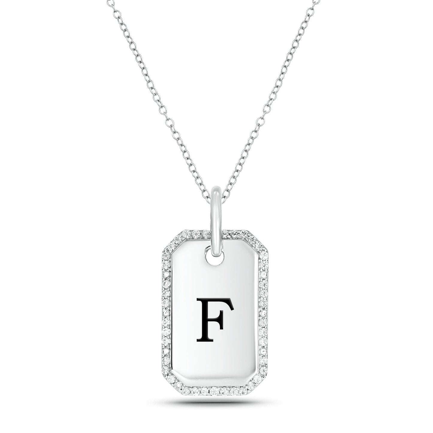 One-of-a-Kind' Customized Initial Dog Tag Necklace in 925 Sterling Silver