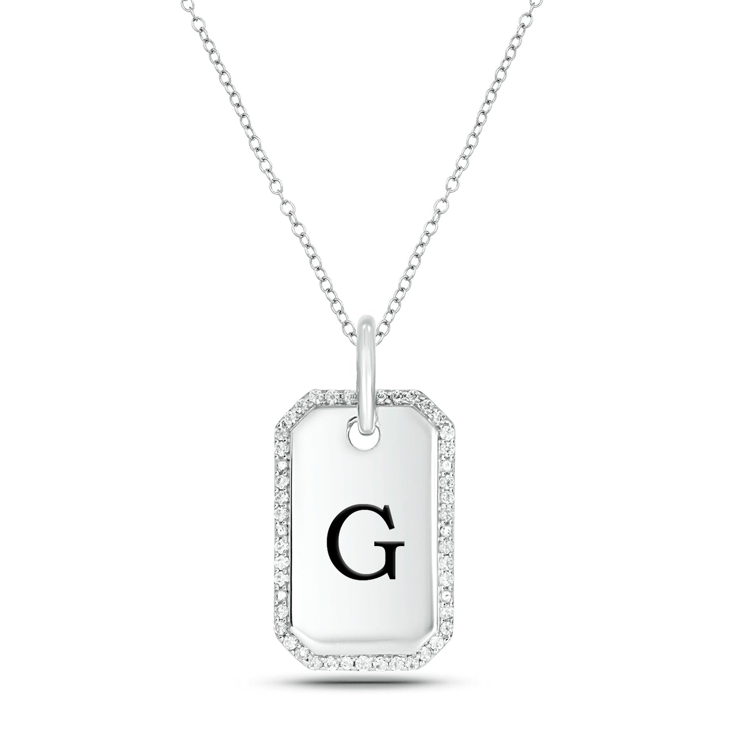 One-of-a-Kind' Customized Initial Dog Tag Necklace in 925 Sterling Silver