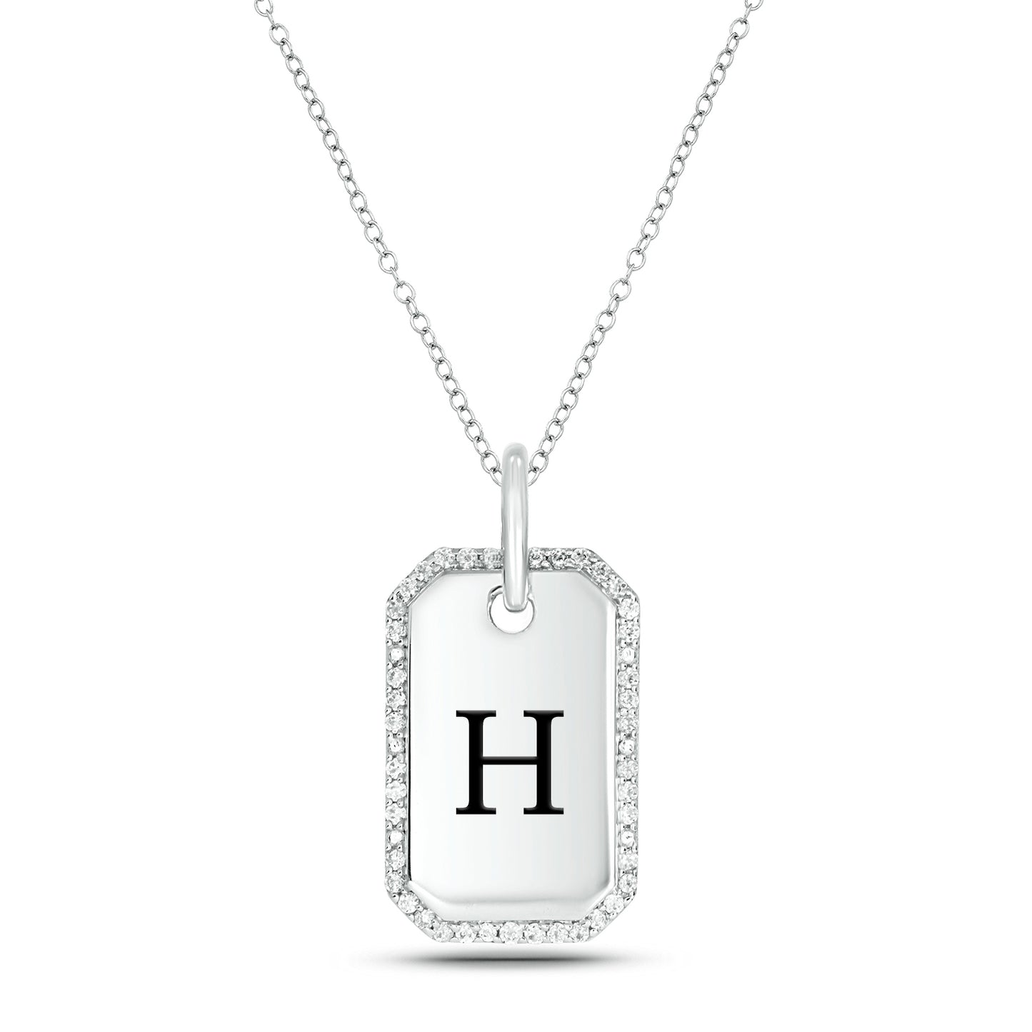 One-of-a-Kind' Customized Initial Dog Tag Necklace in 925 Sterling Silver
