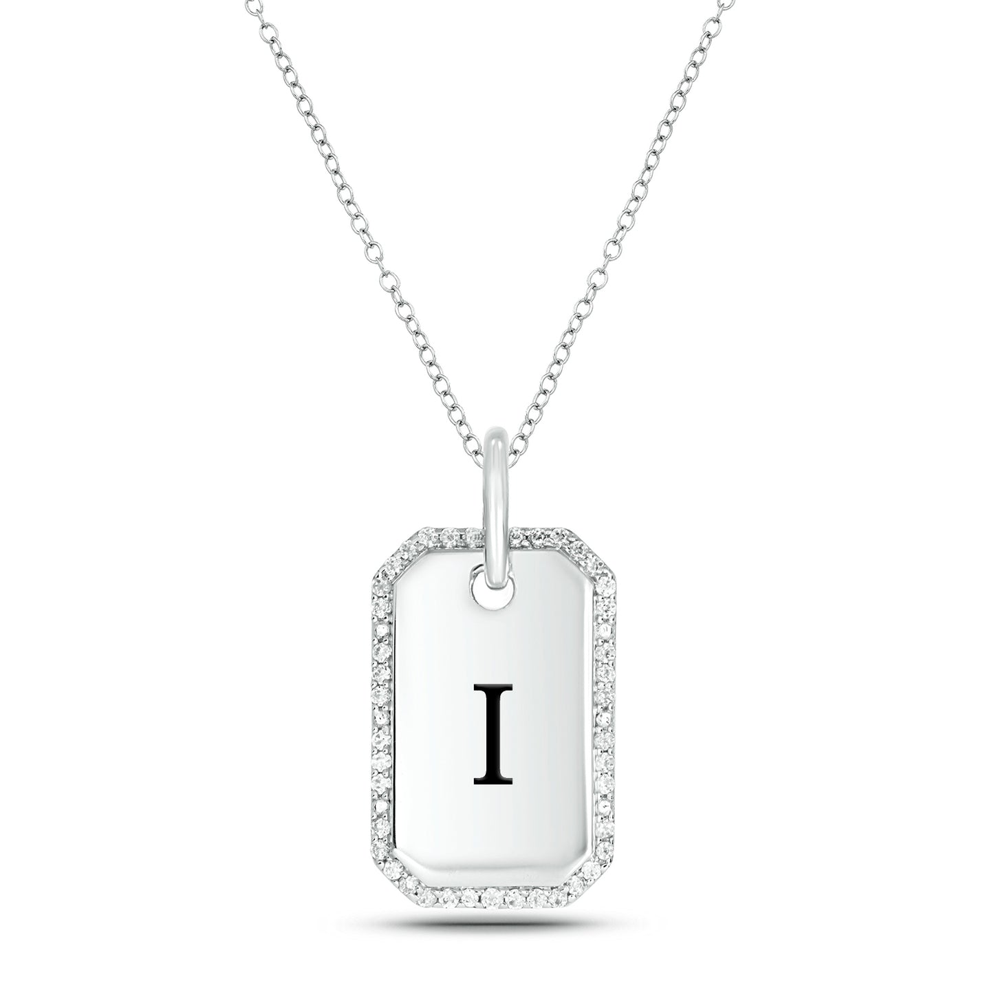 One-of-a-Kind' Customized Initial Dog Tag Necklace in 925 Sterling Silver