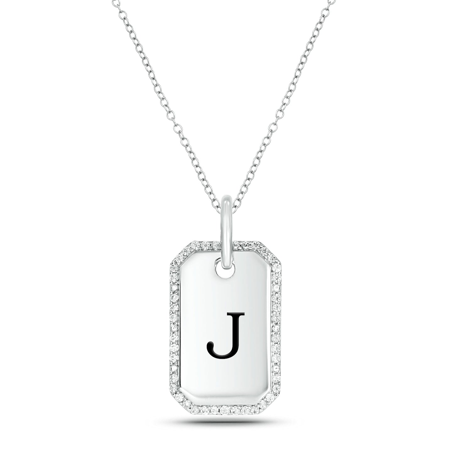 One-of-a-Kind' Customized Initial Dog Tag Necklace in 925 Sterling Silver