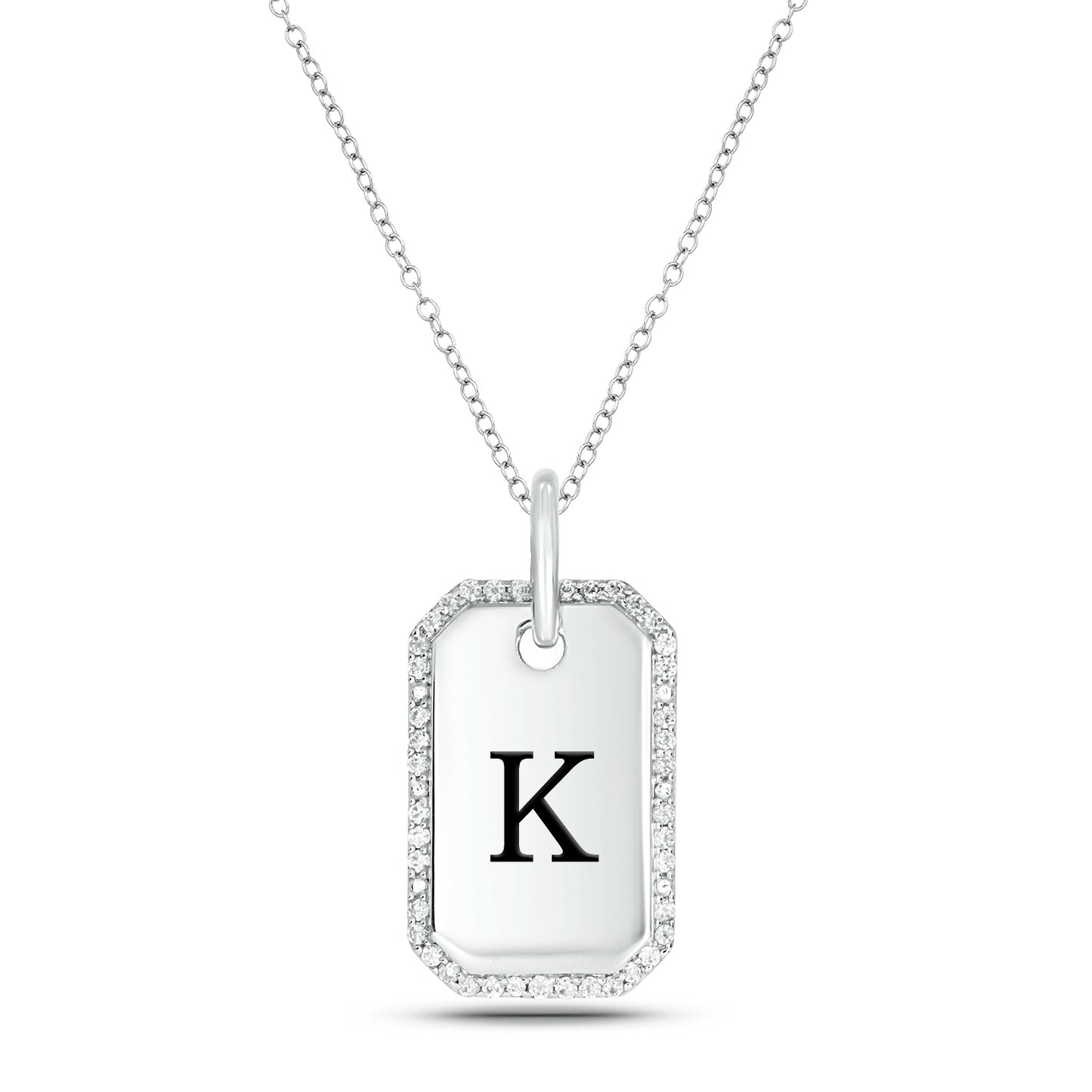 One-of-a-Kind' Customized Initial Dog Tag Necklace in 925 Sterling Silver