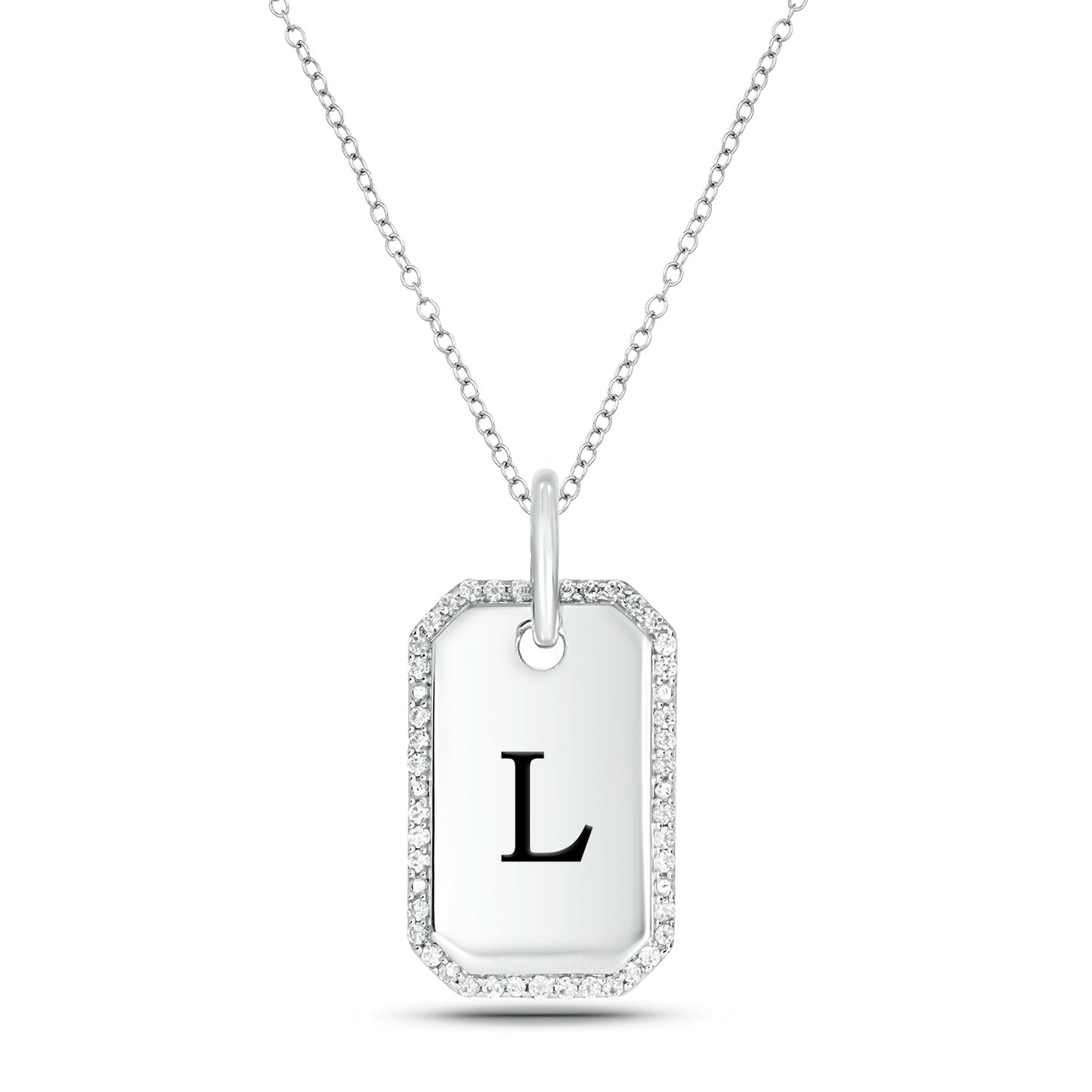 One-of-a-Kind' Customized Initial Dog Tag Necklace in 925 Sterling Silver