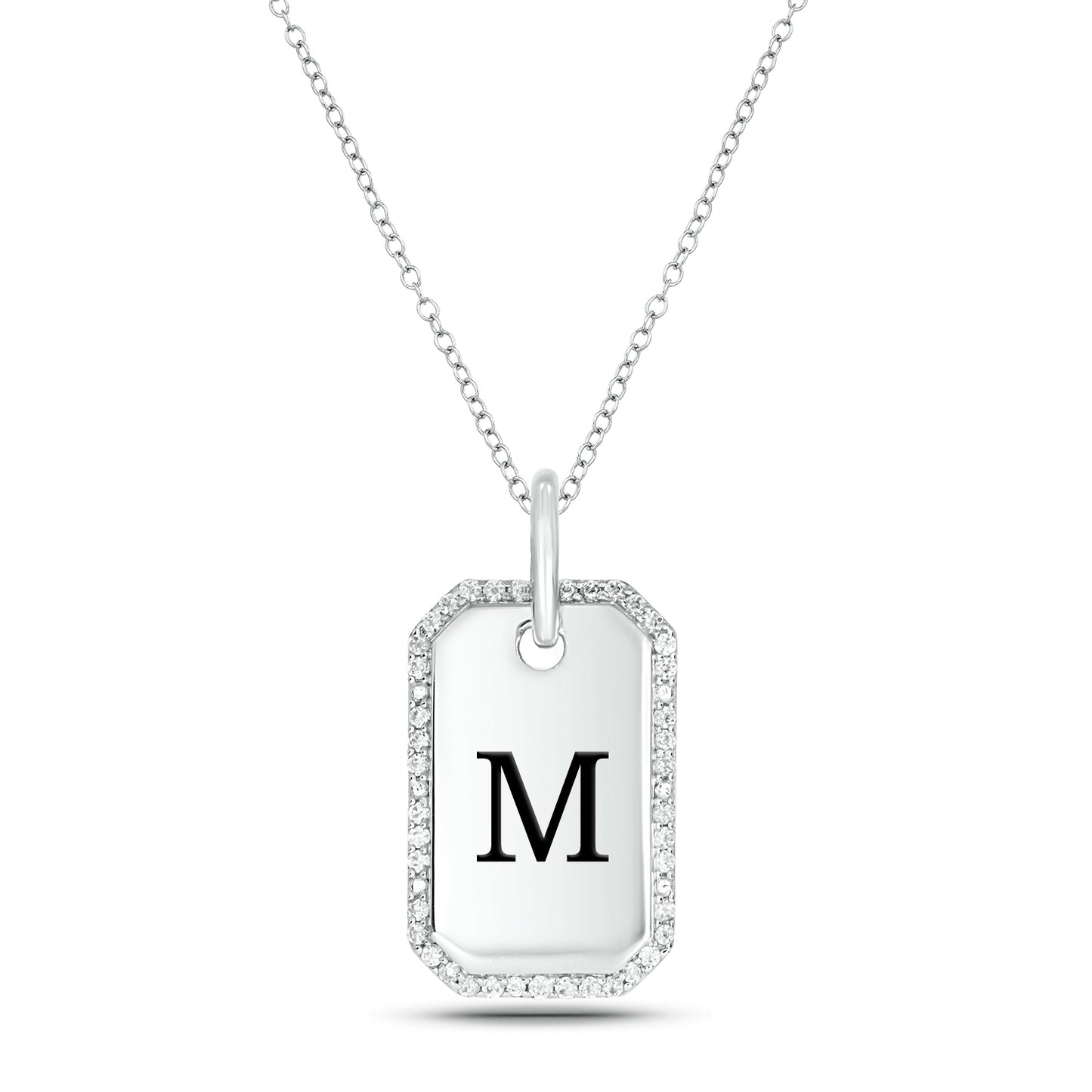 One-of-a-Kind' Customized Initial Dog Tag Necklace in 925 Sterling Silver