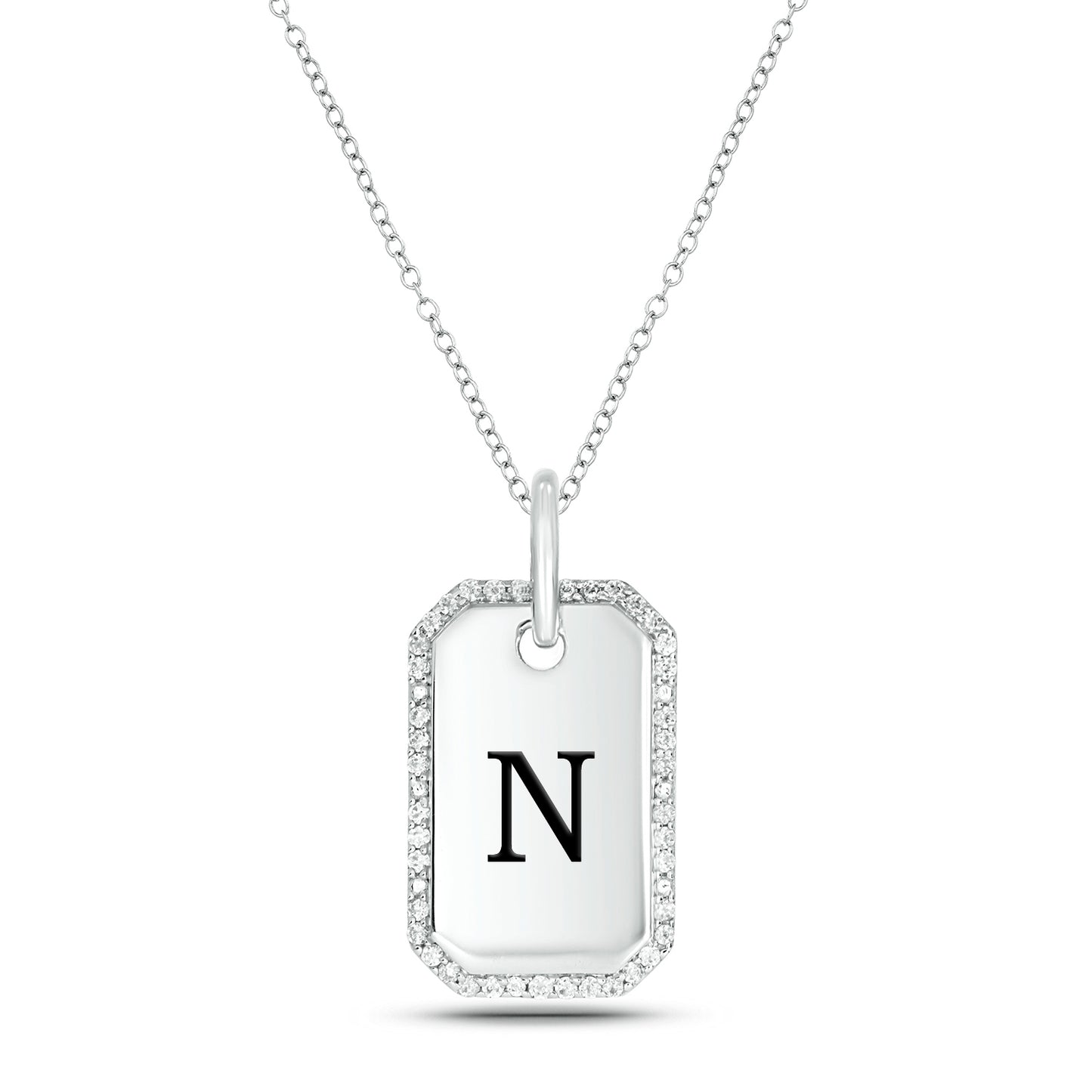 One-of-a-Kind' Customized Initial Dog Tag Necklace in 925 Sterling Silver