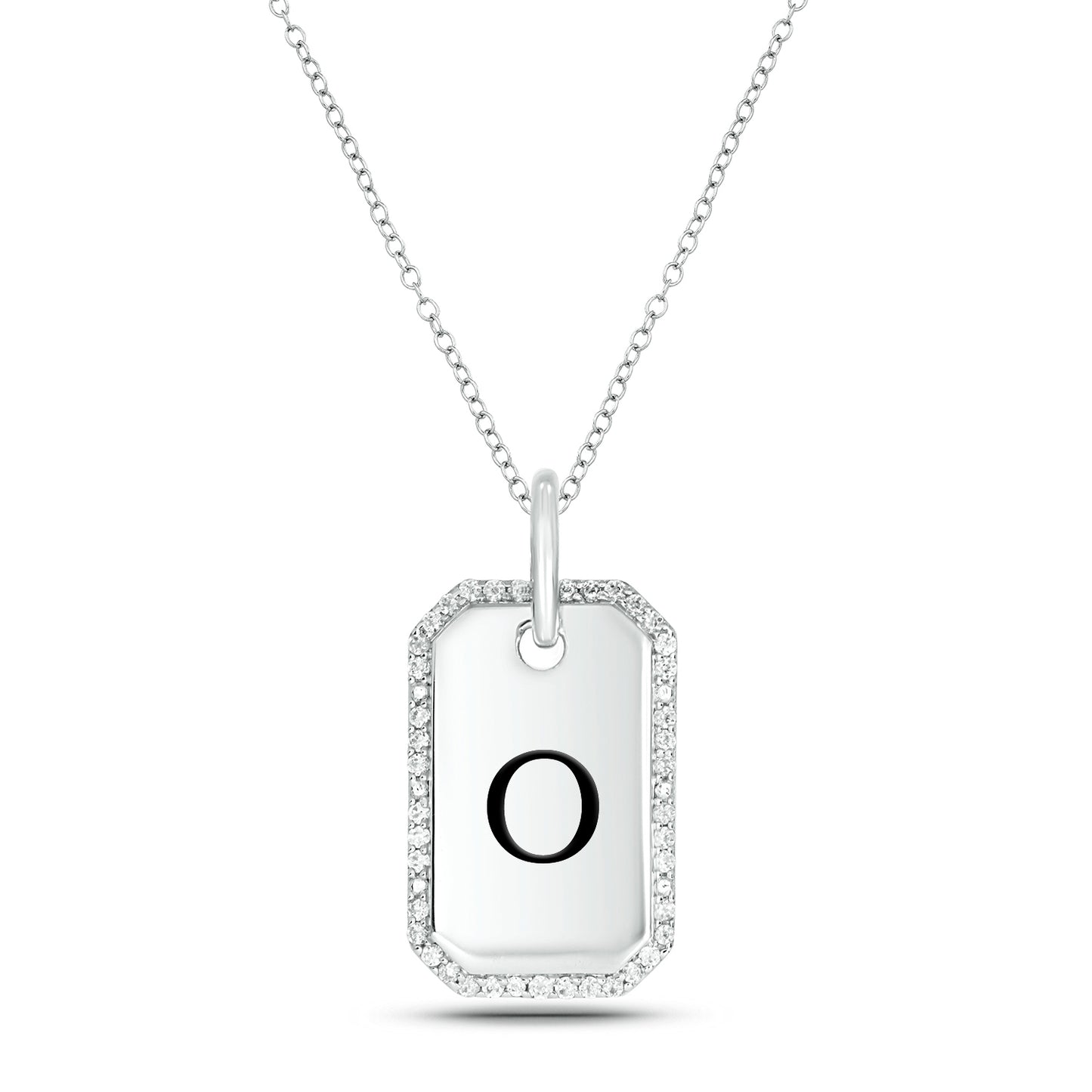 One-of-a-Kind' Customized Initial Dog Tag Necklace in 925 Sterling Silver