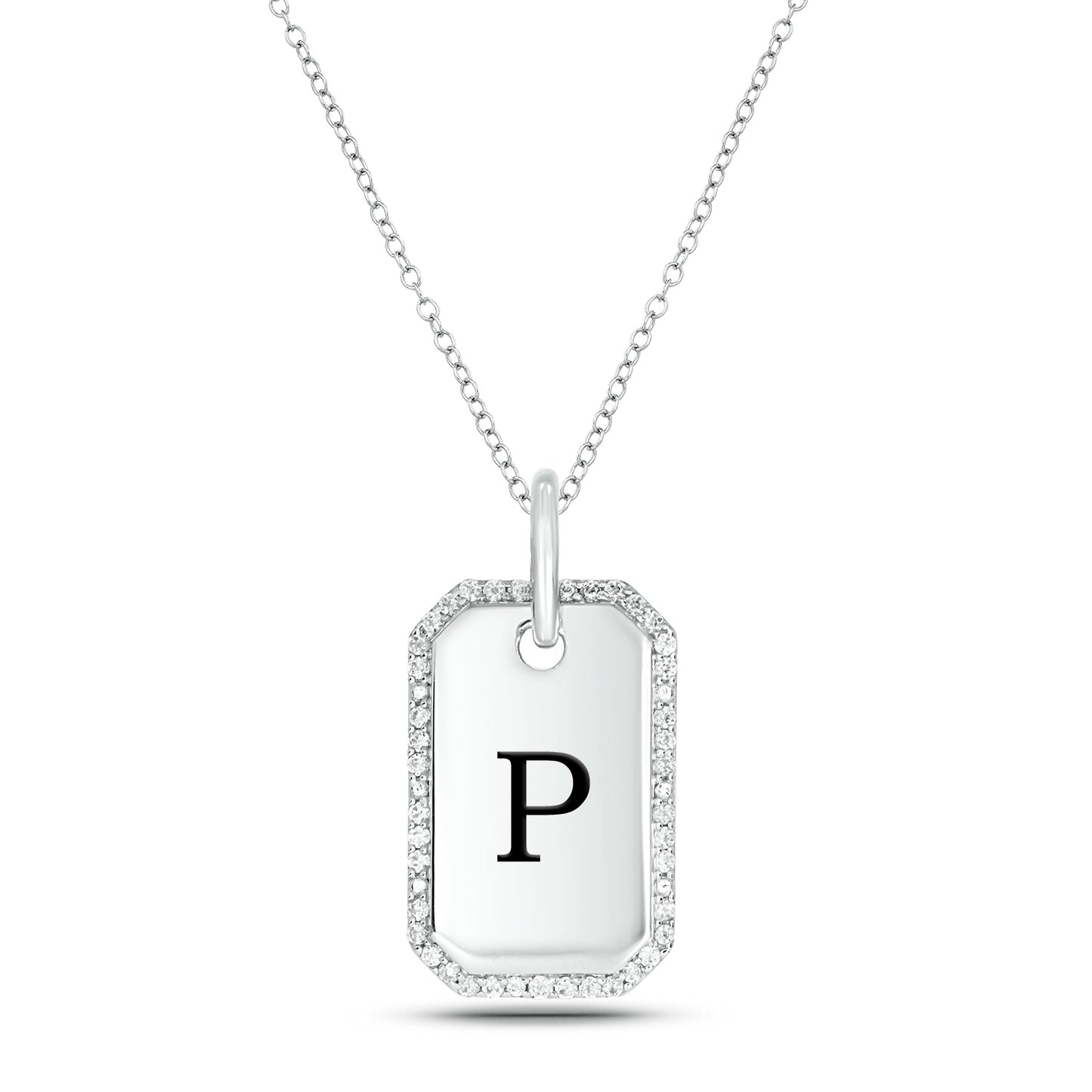 One-of-a-Kind' Customized Initial Dog Tag Necklace in 925 Sterling Silver