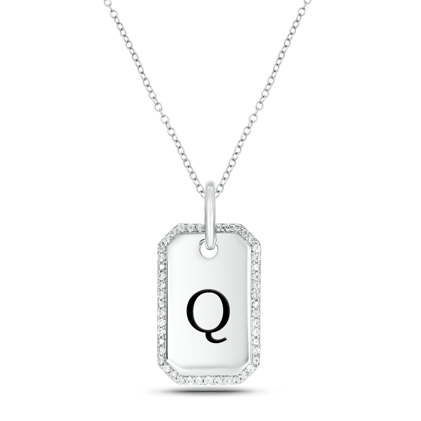One-of-a-Kind' Customized Initial Dog Tag Necklace in 925 Sterling Silver