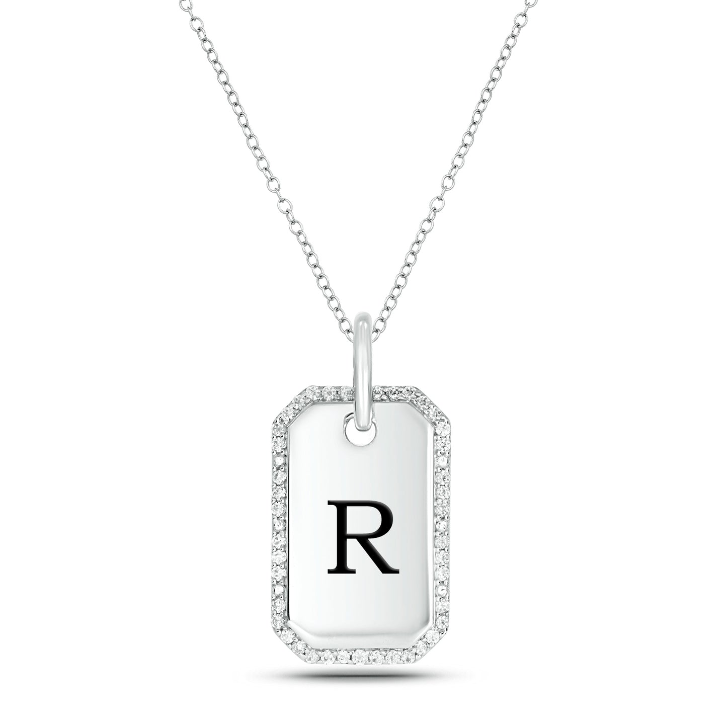 One-of-a-Kind' Customized Initial Dog Tag Necklace in 925 Sterling Silver