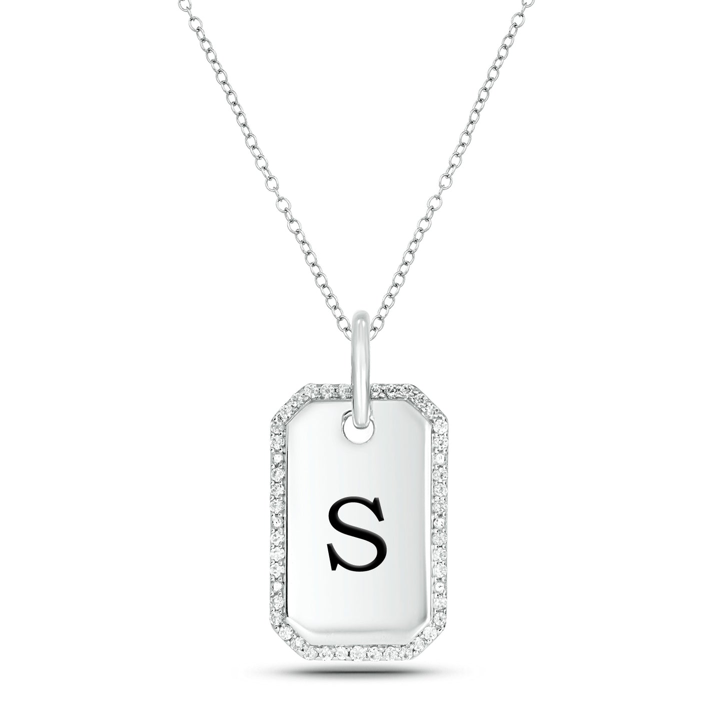 One-of-a-Kind' Customized Initial Dog Tag Necklace in 925 Sterling Silver