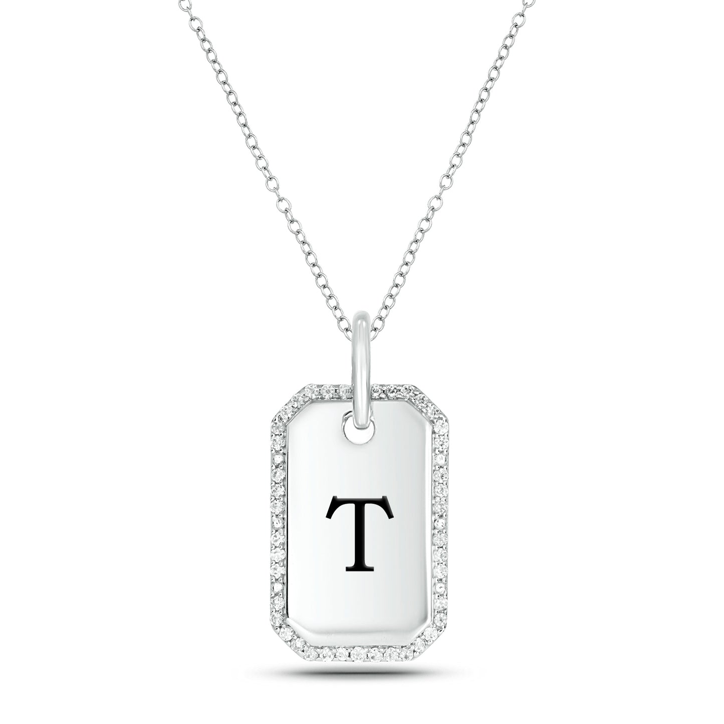 One-of-a-Kind' Customized Initial Dog Tag Necklace in 925 Sterling Silver