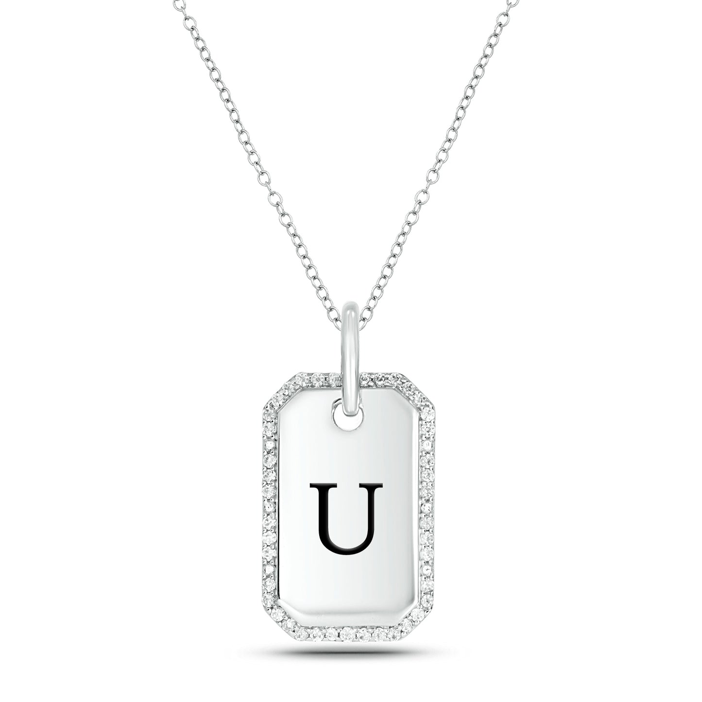 One-of-a-Kind' Customized Initial Dog Tag Necklace in 925 Sterling Silver