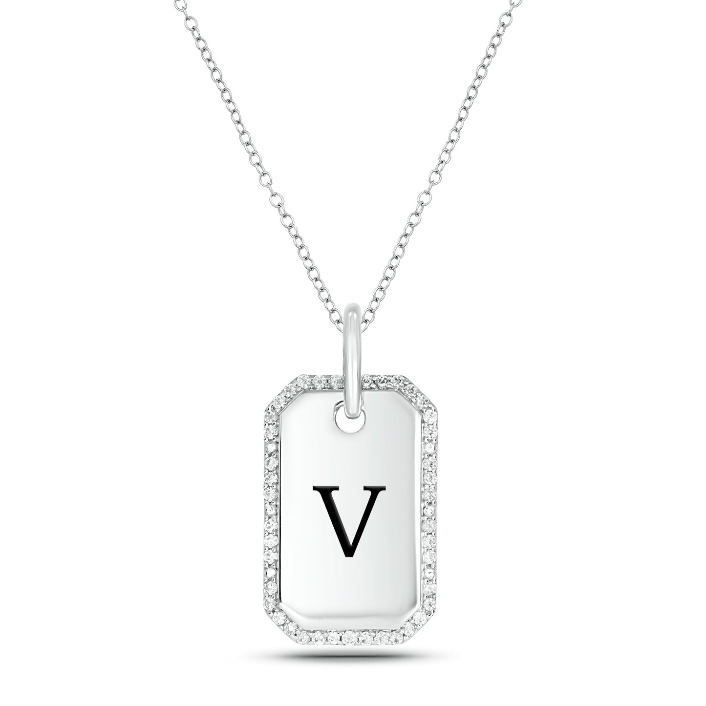 One-of-a-Kind' Customized Initial Dog Tag Necklace in 925 Sterling Silver