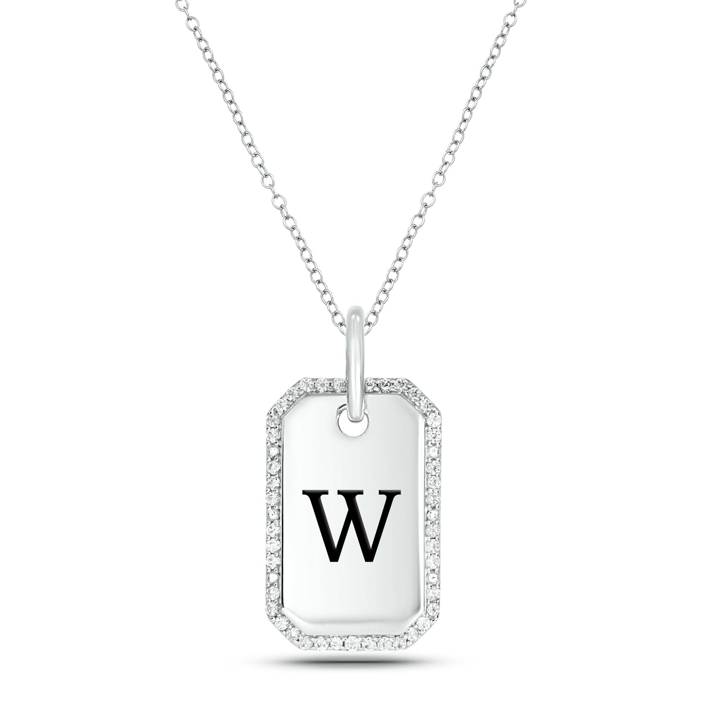 One-of-a-Kind' Customized Initial Dog Tag Necklace in 925 Sterling Silver