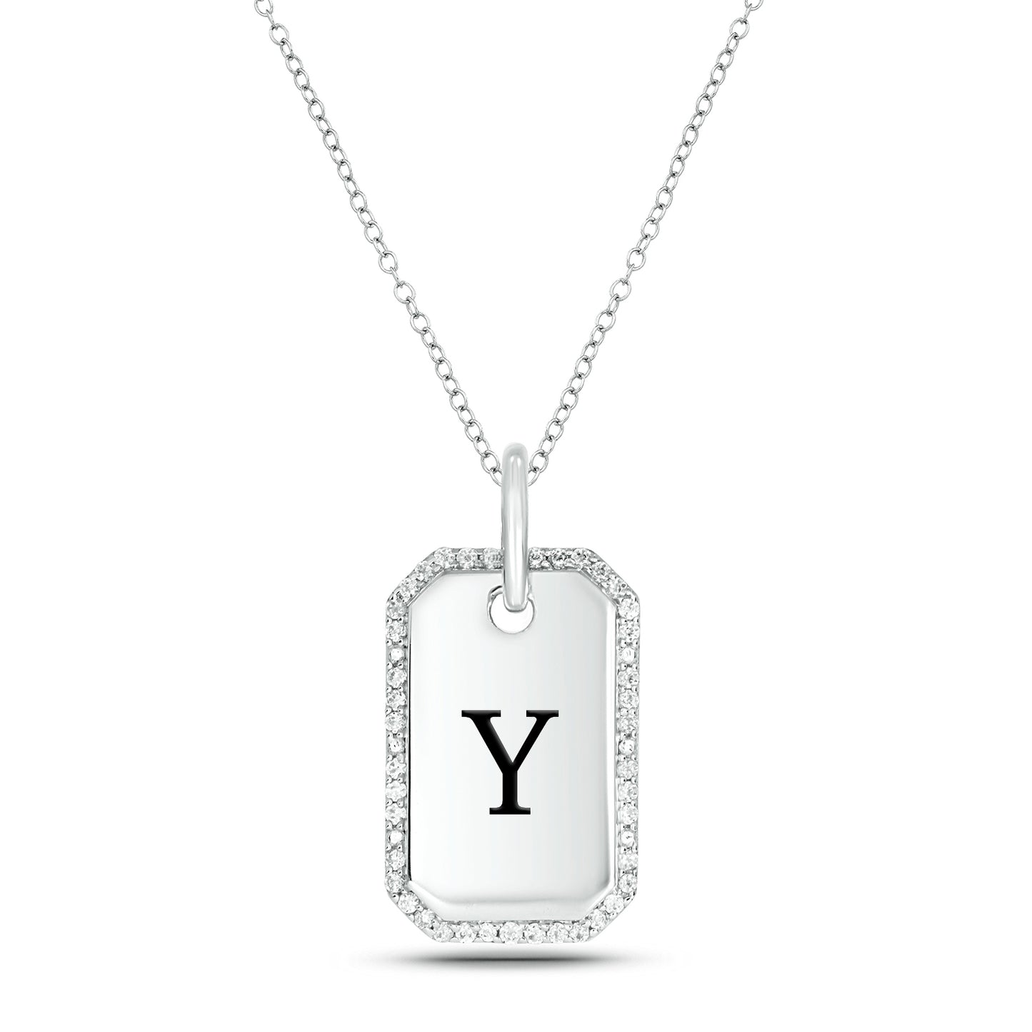 One-of-a-Kind' Customized Initial Dog Tag Necklace in 925 Sterling Silver