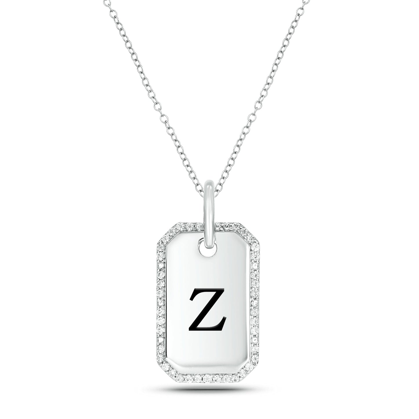 One-of-a-Kind' Customized Initial Dog Tag Necklace in 925 Sterling Silver