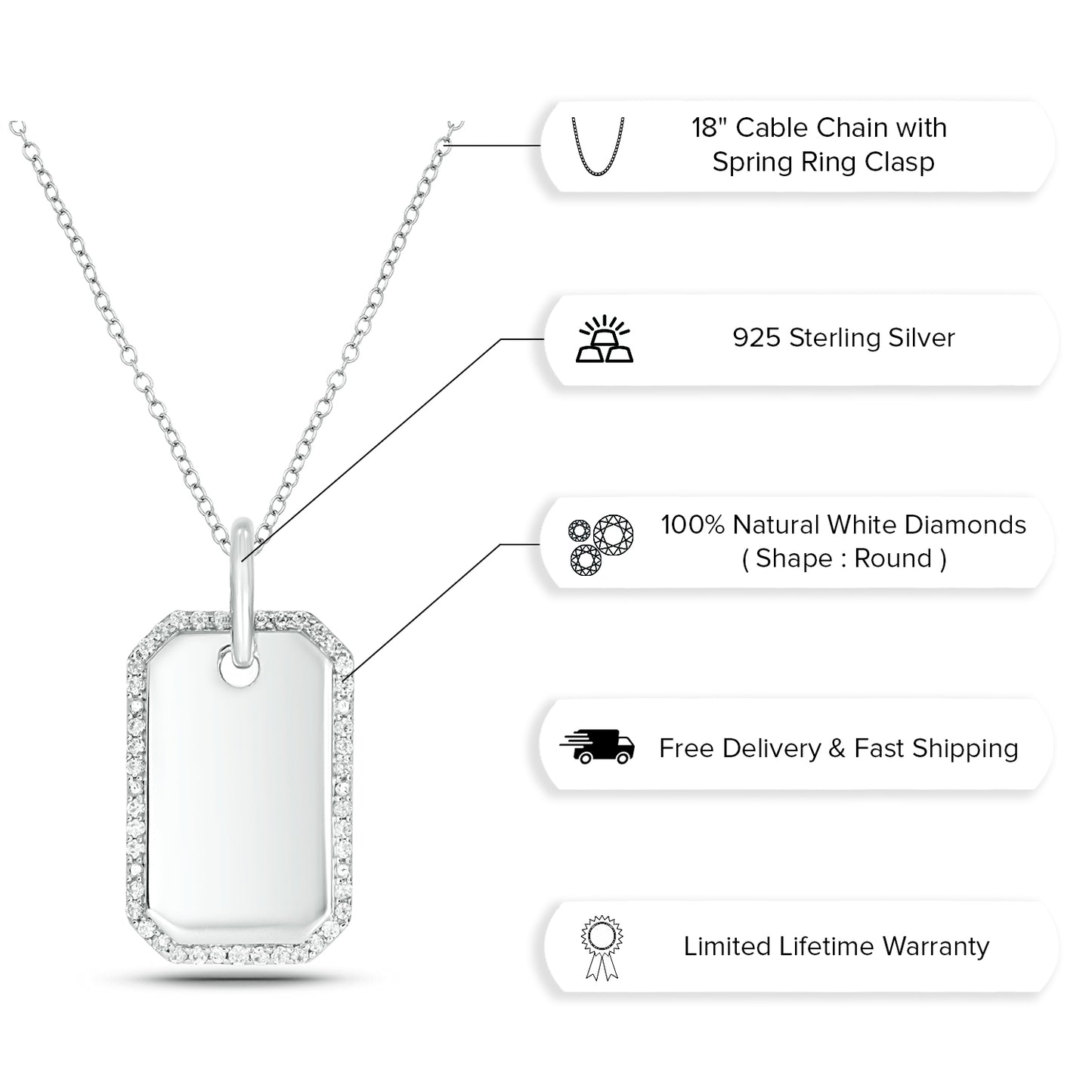One-of-a-Kind' Customized Initial Dog Tag Necklace in 925 Sterling Silver