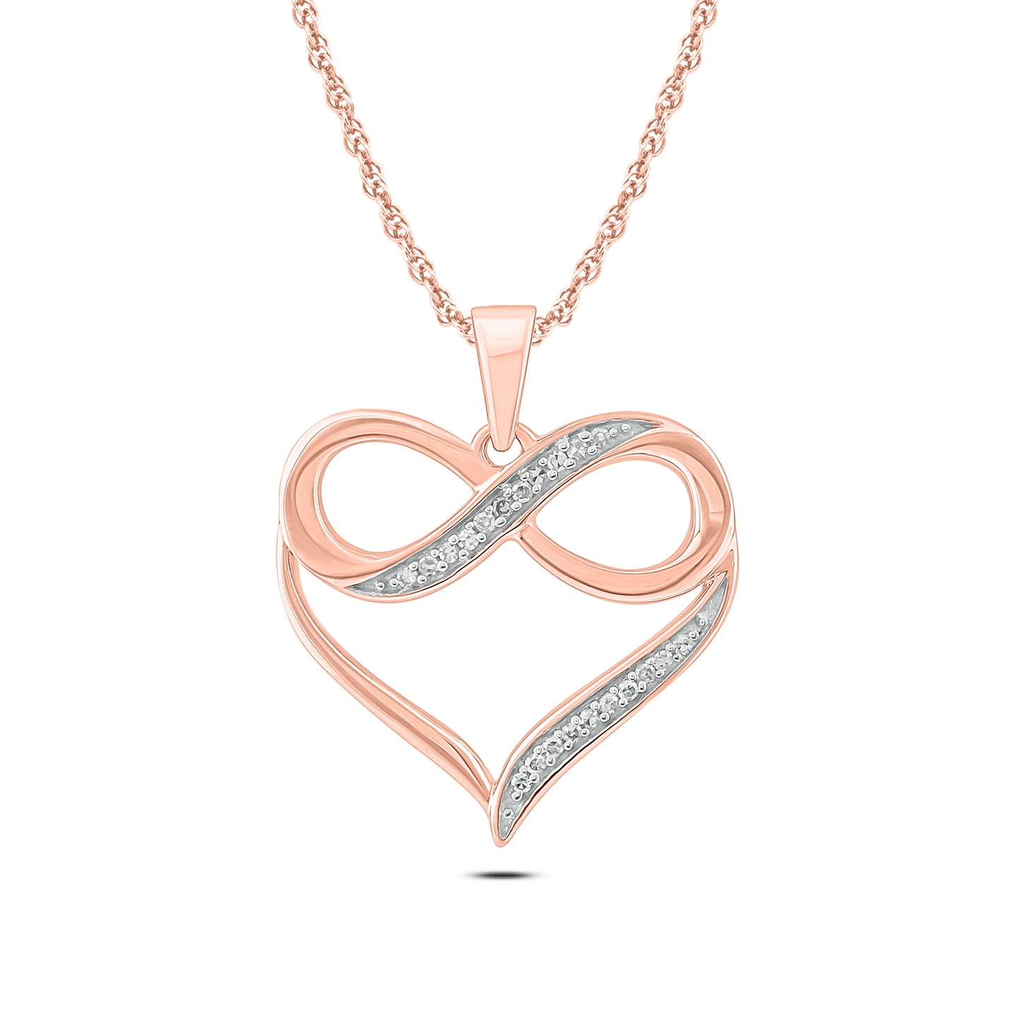 10K Gold Diamond Infinity Heart Pendant Necklace