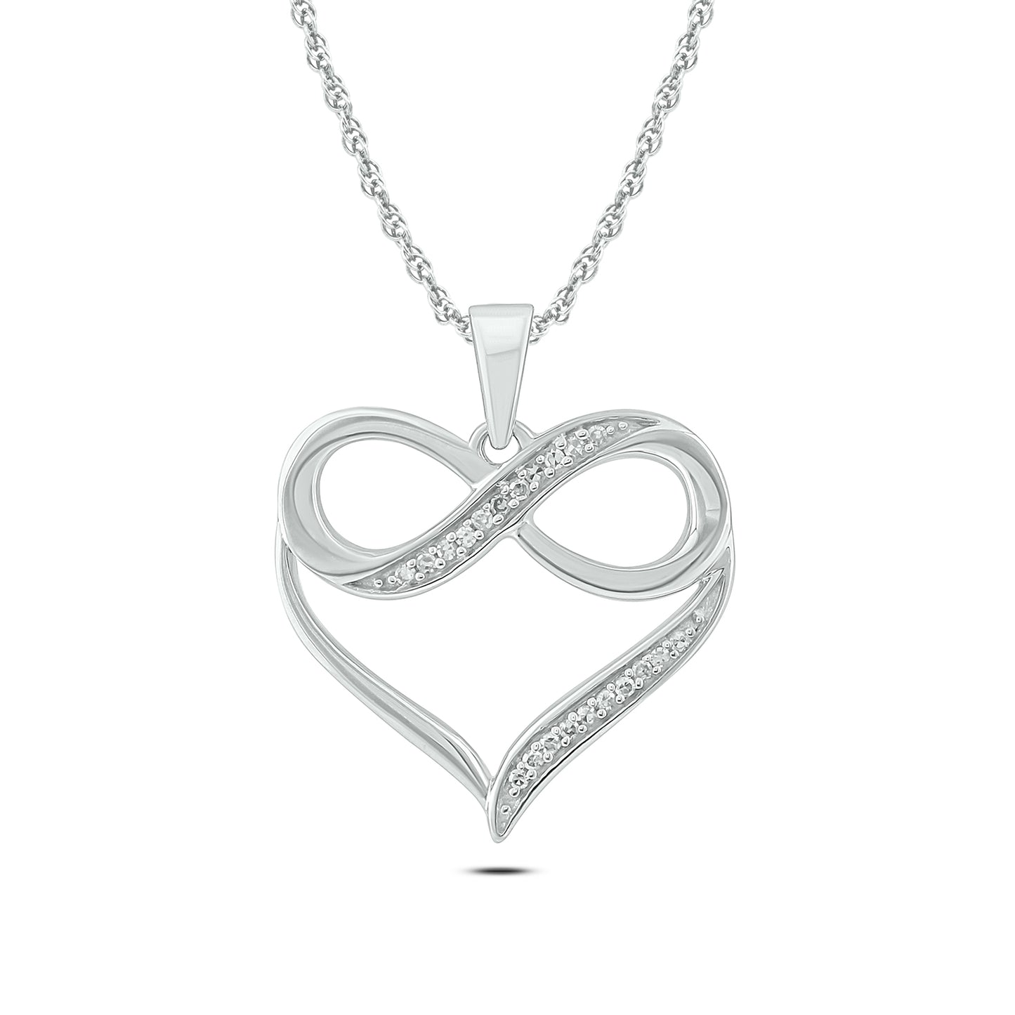 10K Gold Diamond Infinity Heart Pendant Necklace