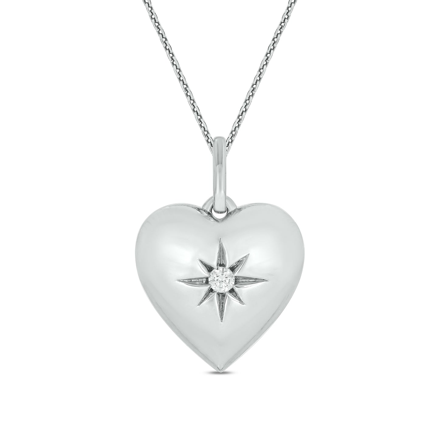 14K Gold Vermeil Puffed Heart Diamond Pendant