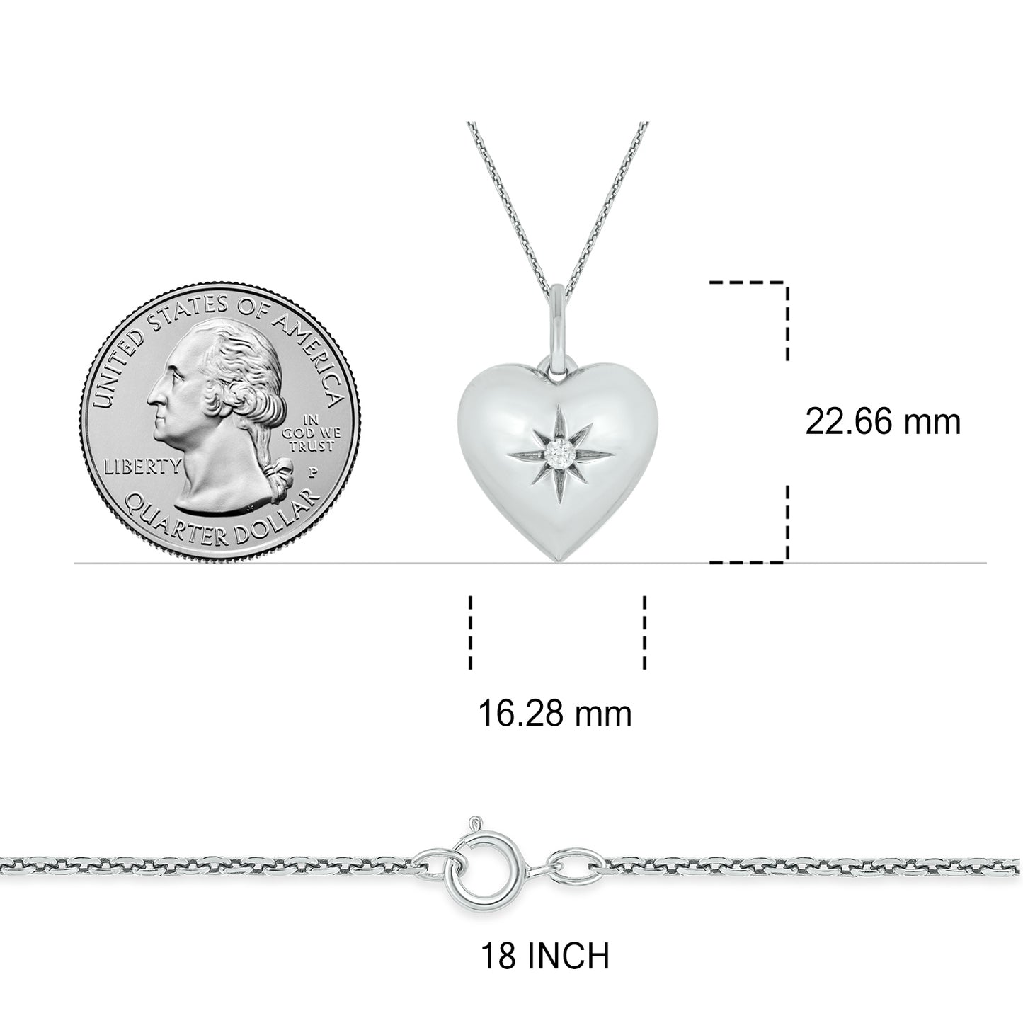 14K Gold Vermeil Puffed Heart Diamond Pendant