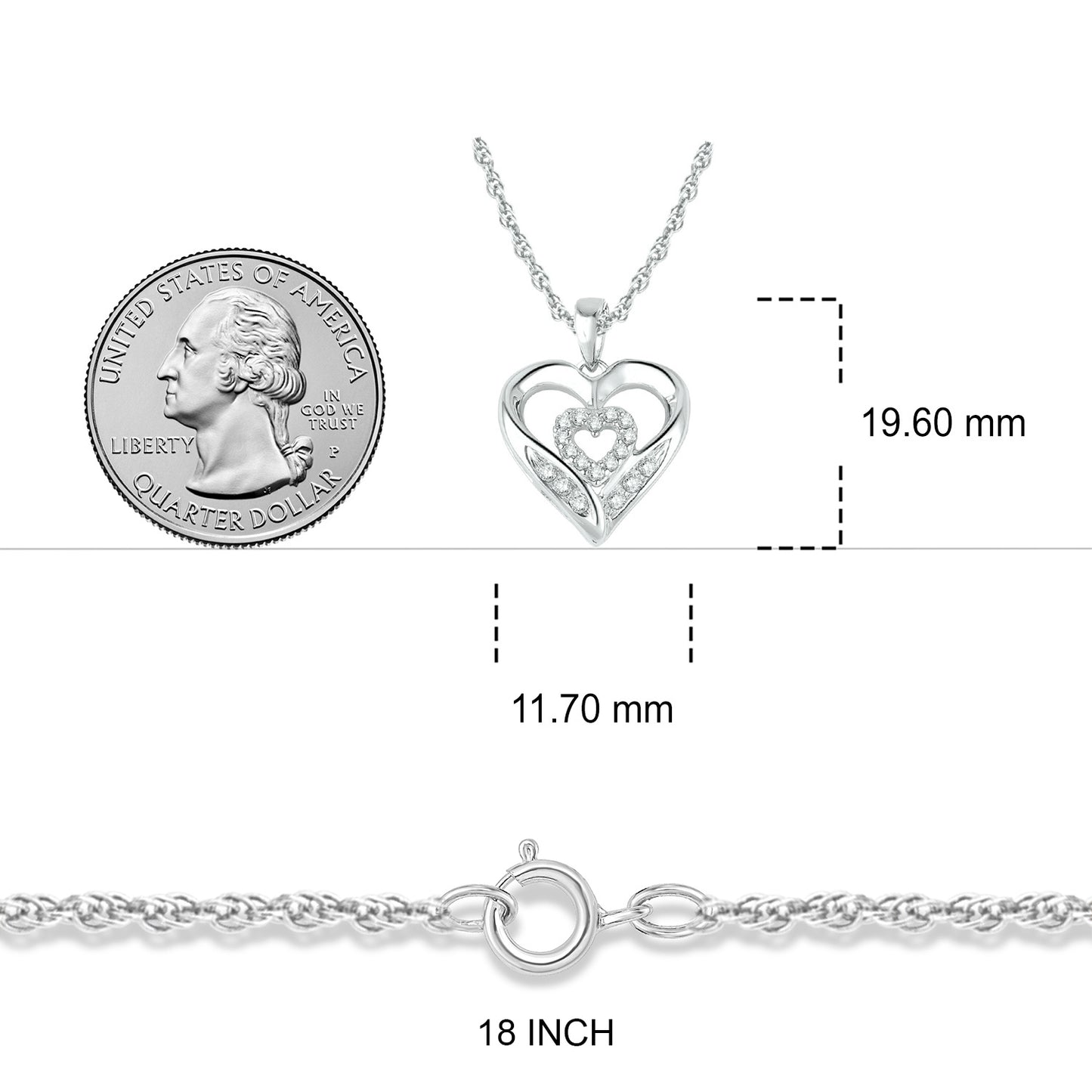 Two Heart Diamond Pendant Necklace in 10K Gold