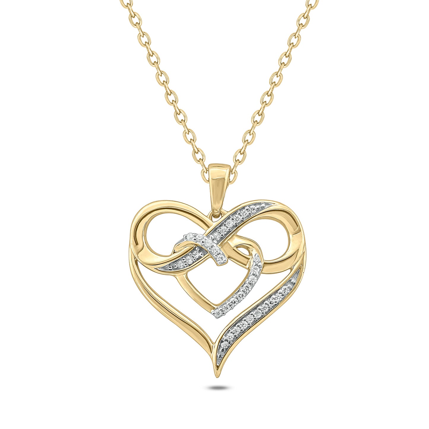 Double Heart Infinity Pendant Necklace in Gold