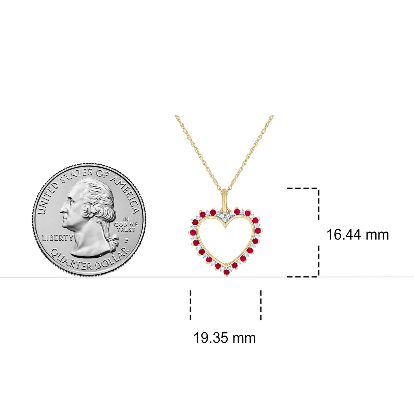 14K Gold Vermeil Ruby & Diamond Heart Necklace