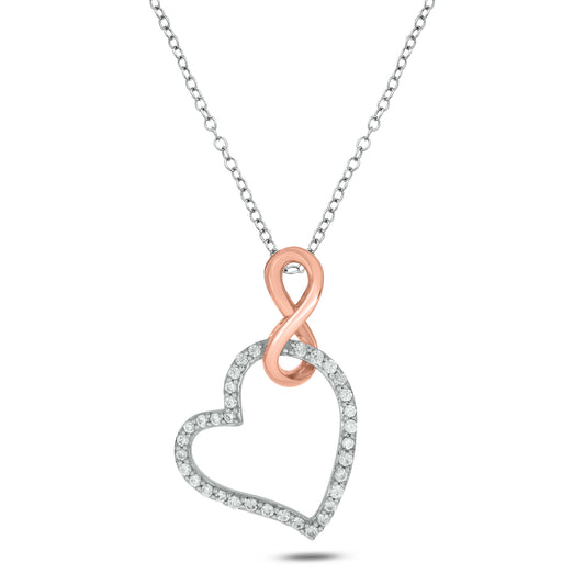 18K Gold Vermeil Diamond Infinity Heart Necklace Pendant