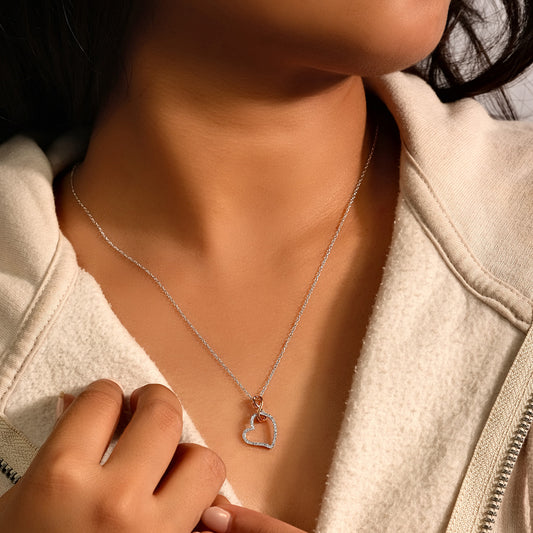 18K Gold Vermeil Diamond Infinity Heart Necklace Pendant
