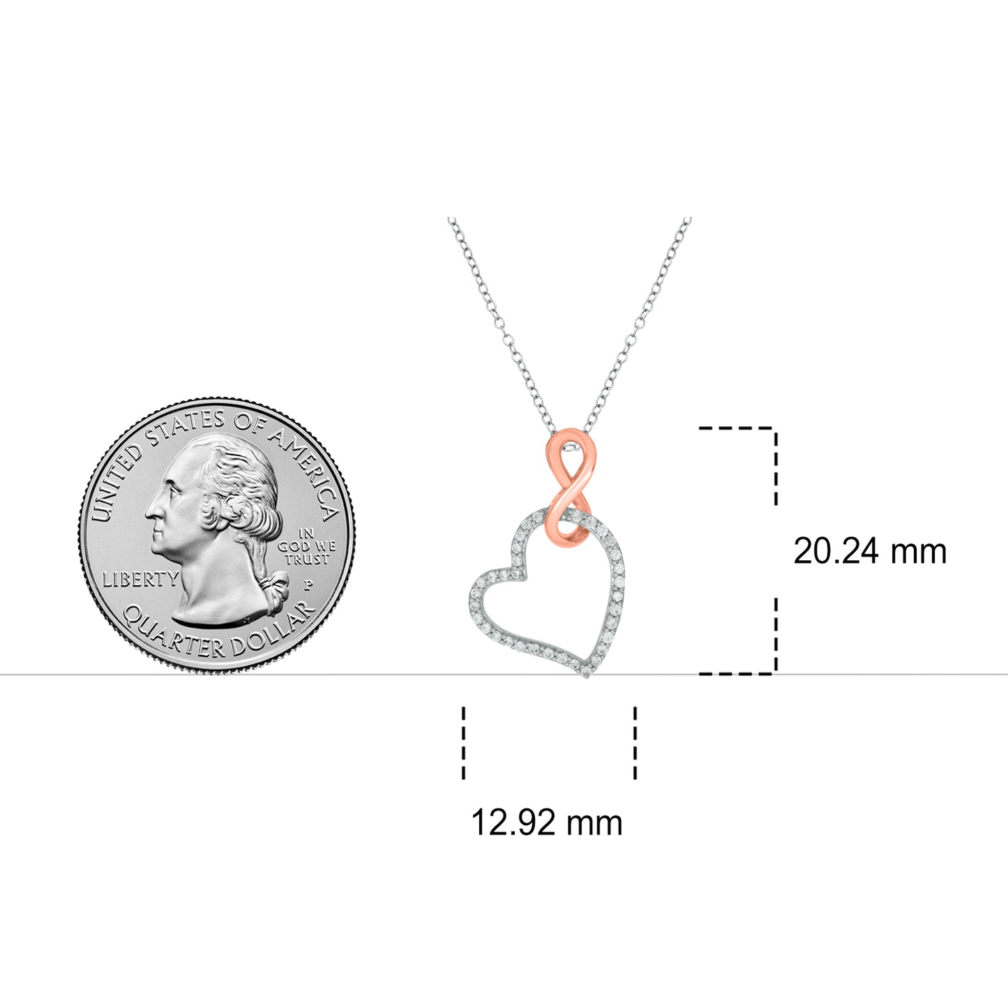 18K Gold Vermeil Diamond Infinity Heart Necklace Pendant