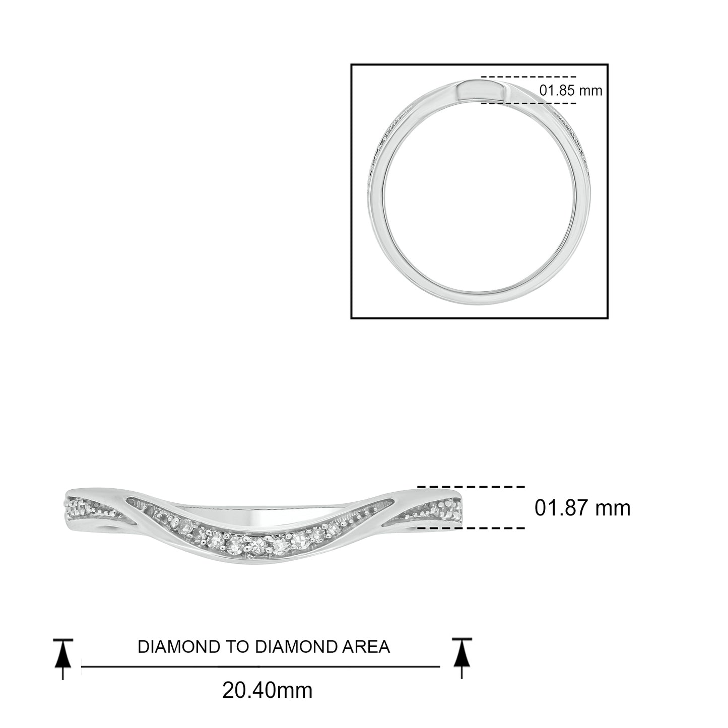 Contour Anniversary Stackable Band in 925 Sterling Silver