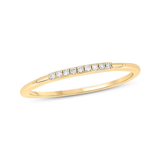 10K Gold Single Line Stackable Diamond Wedding Band