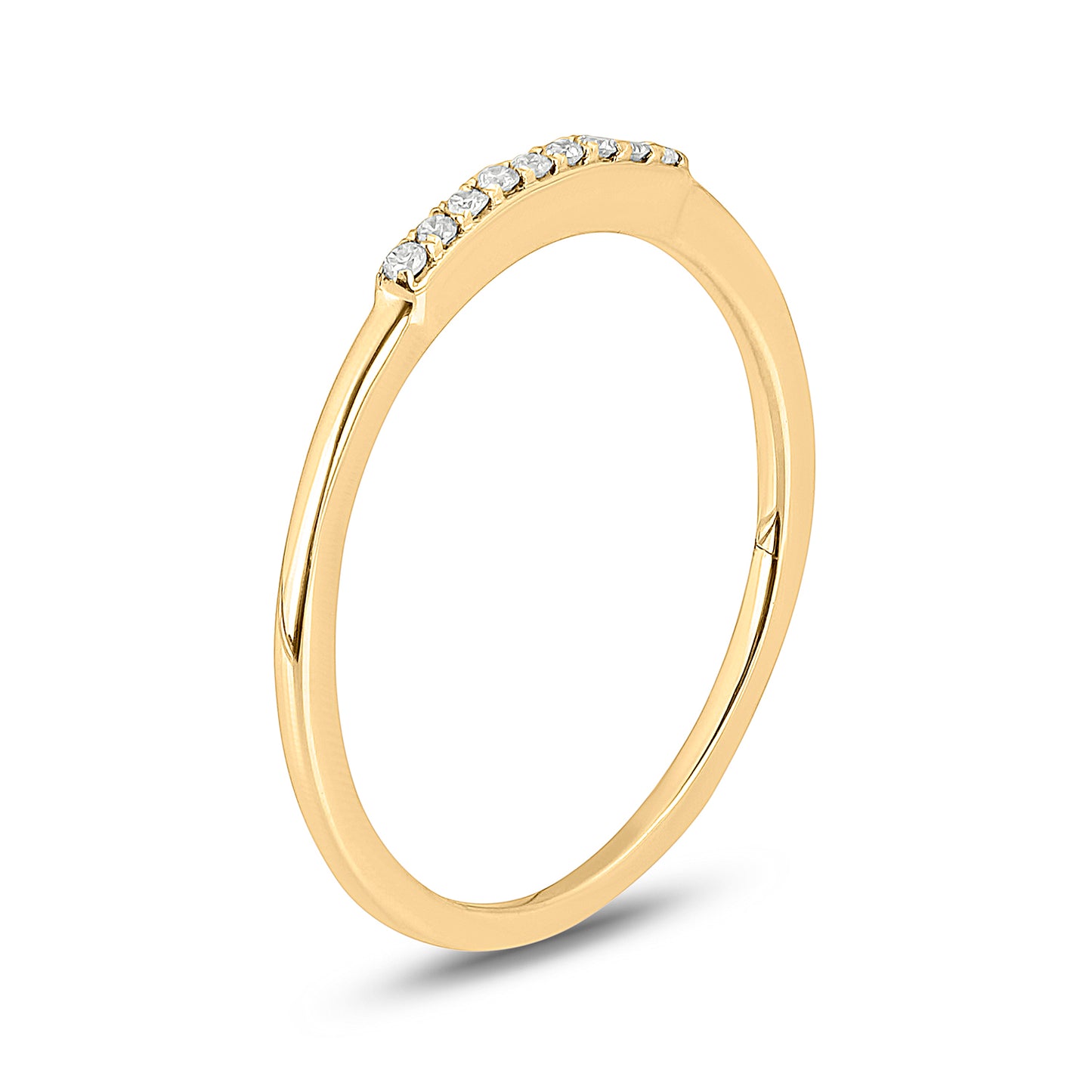 10K Gold Single Line Stackable Diamond Wedding Band