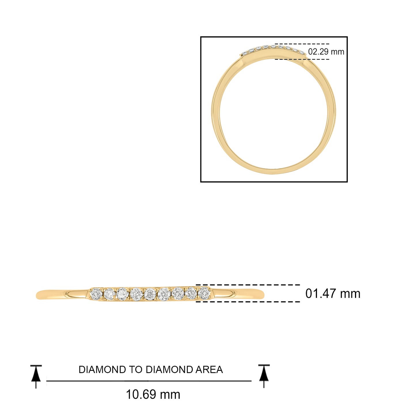 10K Gold Single Line Stackable Diamond Wedding Band