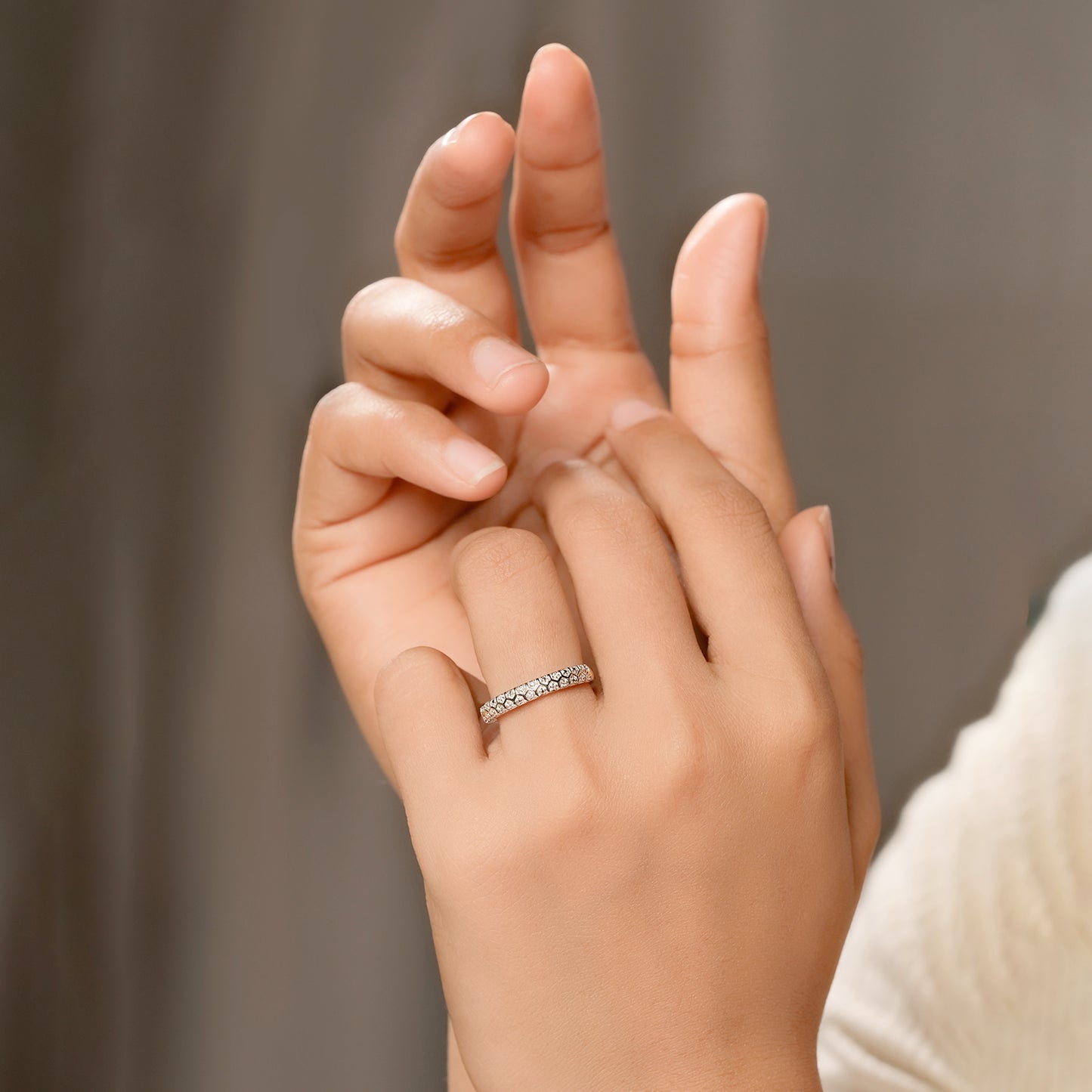 Honey Comb Anniversary Stackable Band in 925 Sterling Silver