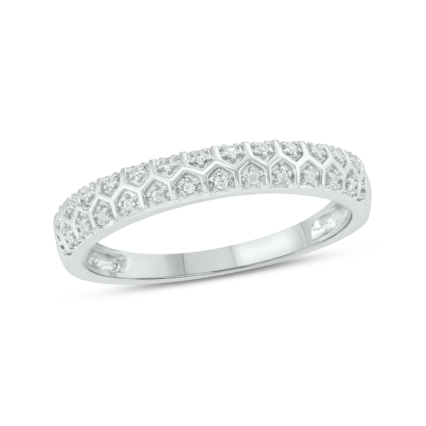 Honey Comb Anniversary Stackable Band in 925 Sterling Silver