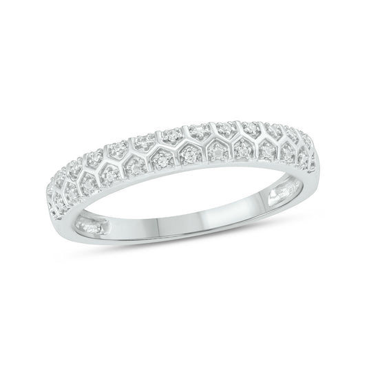 Honey Comb Anniversary Stackable Band in 925 Sterling Silver