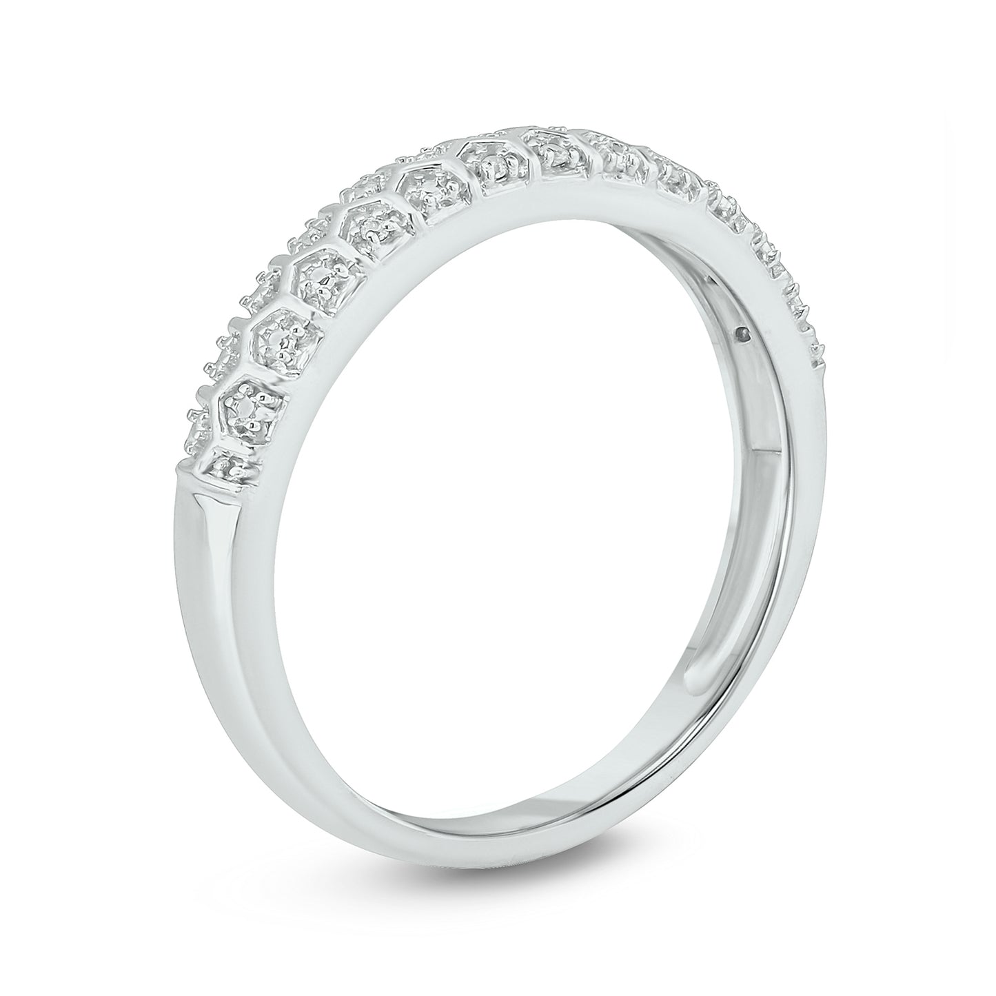 Honey Comb Anniversary Stackable Band in 925 Sterling Silver