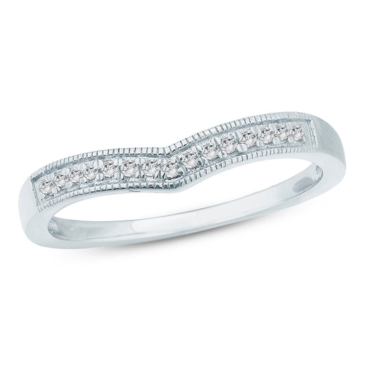 10K Gold Chevron Anniversary Diamond Band, Stackable Band