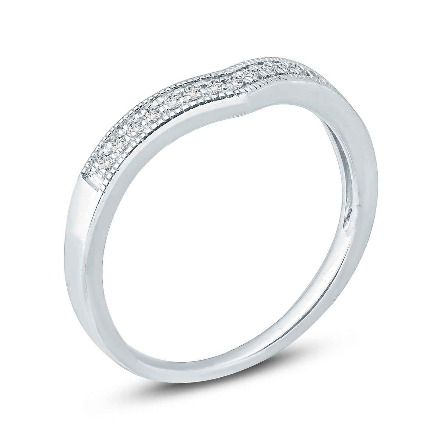10K Gold Chevron Anniversary Diamond Band, Stackable Band